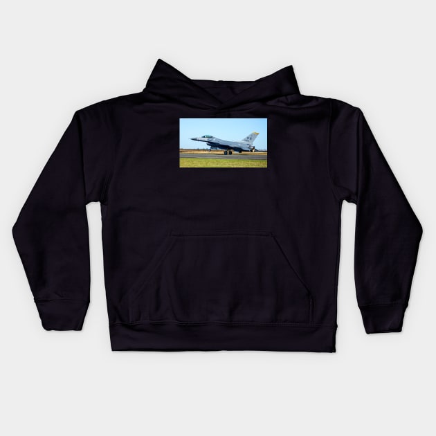 F-16 Fighting Falcon Kids Hoodie by Upbeat Traveler